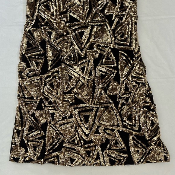 BLACK & GOLD SEQUIN DRESS SLEEVELESS SUZY SHIER - Picture 3 of 8